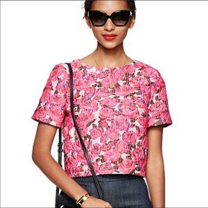 Kate Spade Rose Pattern Jacquard Cop Top, Size 10